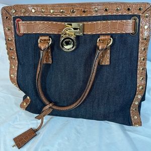 Michael Kors BNWOT Denim & Gold Shoulder Purse